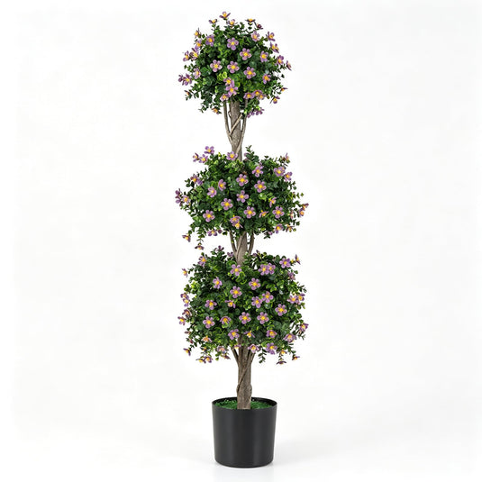 Goplus 51" Artificial Topiary Tree w/3 Topiary Balls | Front Porch Indoor Entryway Home Office Decoration