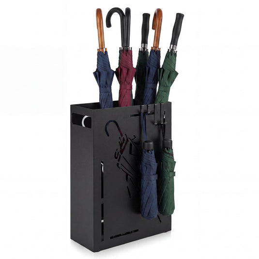 Goplus Metal Umbrella Stand with Removable Drip Tray and 4 Hanging Hooks