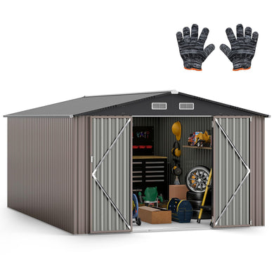 Goplus 10 x 14 FT Outdoor Storage Shed with Improved Windproof Metal Structure