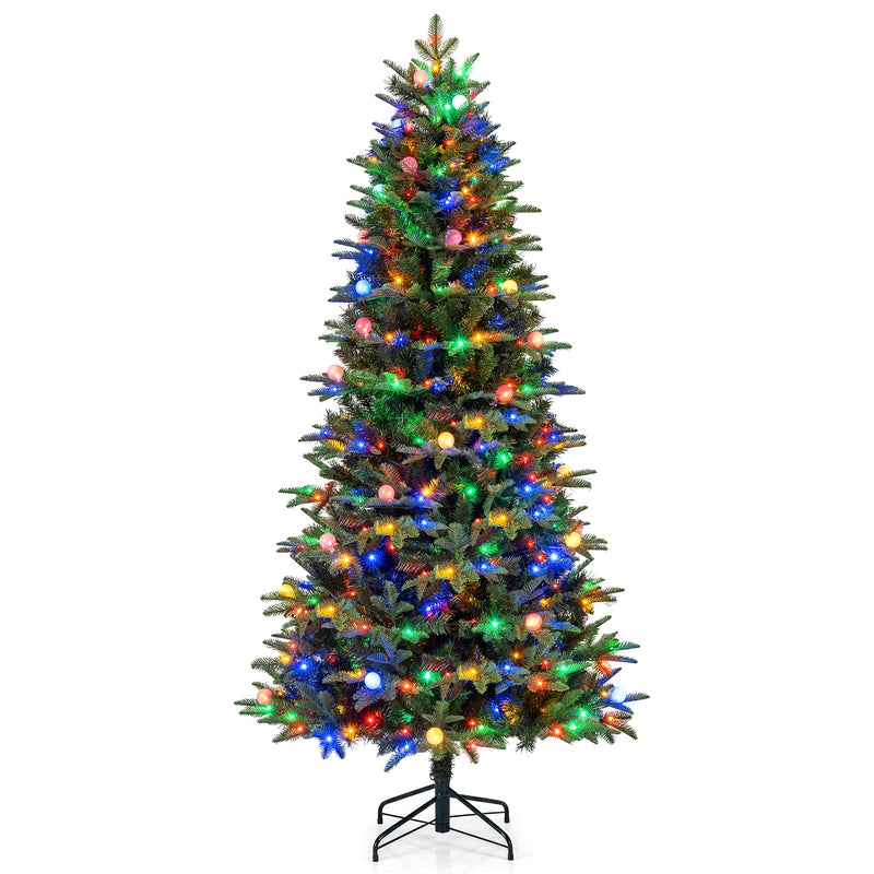 Load image into Gallery viewer, Goplus 7ft/8ft Pre-Lit Artificial Christmas Tree with Quick Power Connector Hinged Xmas Tree Home Holiday Decoration
