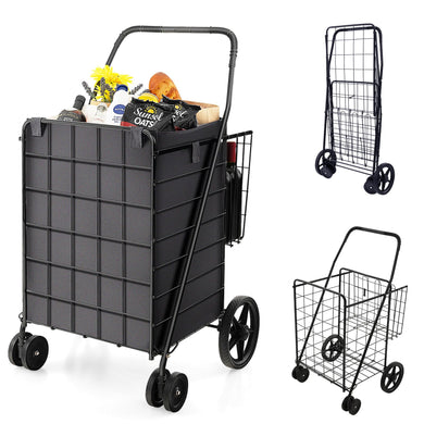 Folding Shopping Cart for Groceries - Goplus