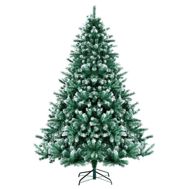 Goplus Unlit Artificial Christmas Tree Hinged Xmas Tree with Partially Flocked Design