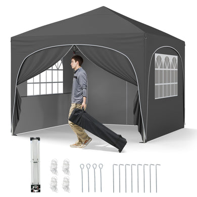 Goplus 10 X 10 FT Pop up Canopy Tent with 4 Removable Sidewall