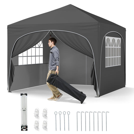 Goplus 10 X 10 FT Pop up Canopy Tent with 4 Removable Sidewall