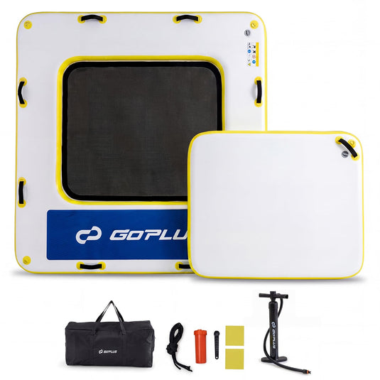 Goplus Inflatable Floating Dock 8FT x 8FT x 6 Inch Thick Swim Dock Platform