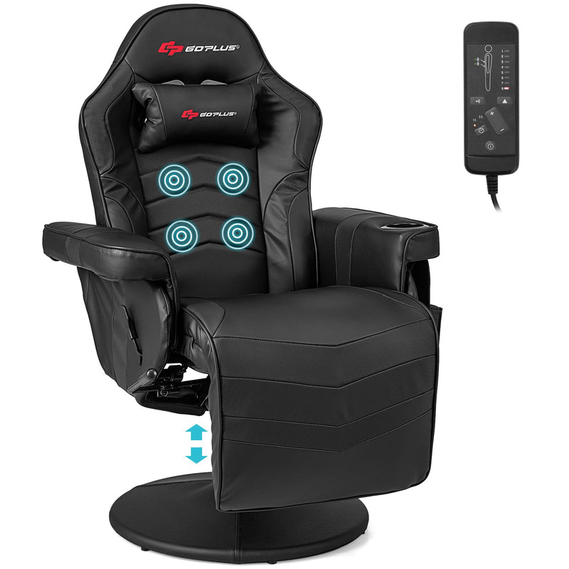 Load image into Gallery viewer, Height Adjustable Massage Video Game Chair with Retractable Footrest - Goplus
