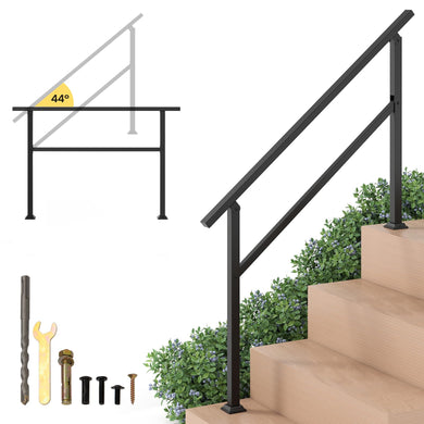 Goplus 330 LBS Staircase Safety Railing with Installation Kit Fits 0-4 Steps