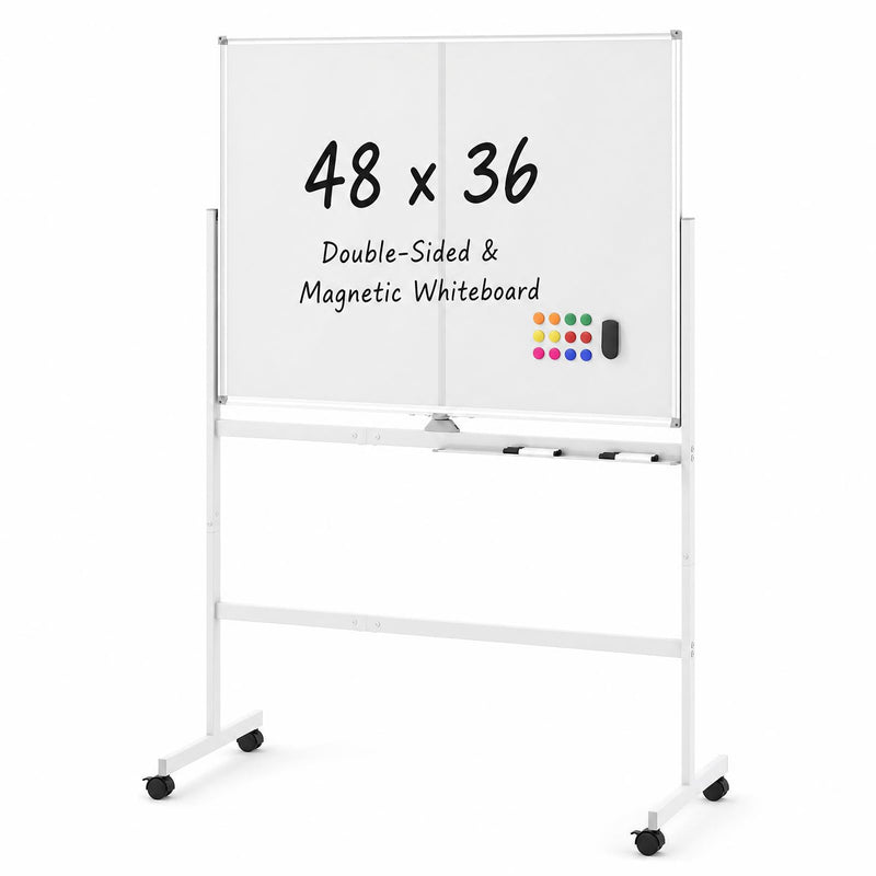 Load image into Gallery viewer, Goplus 48” x 36” Mobile White Board with Lockable Universal Wheels
