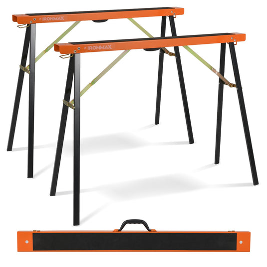 Goplus Saw Horses 2 Pack Portable Heavy-Duty Galvanized Metal Power Tool Stand