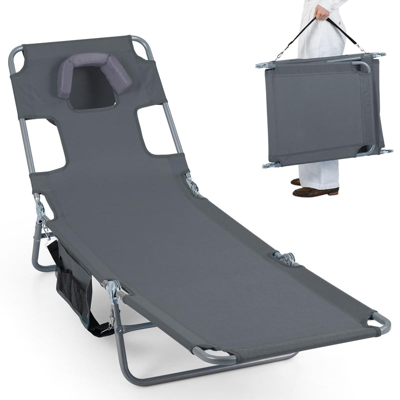 Load image into Gallery viewer, Goplus Tanning Chair Folding Beach Lounge Chair w/5-Position Adjustable Backrest
