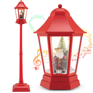 Goplus 2-in-1 Musical Lamp Post & Snow Globe Lantern (Snowing Santa)