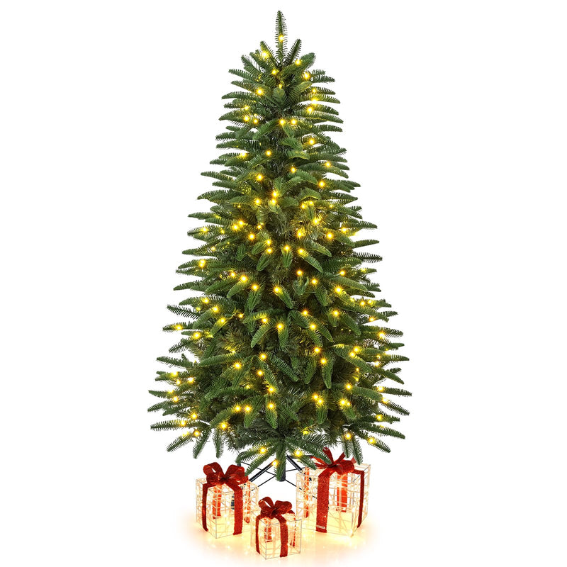 Load image into Gallery viewer, Goplus 5ft/6ft/7ft Pre-Lit Hinged Christmas Tree with 3 Lighted Gift Boxes
