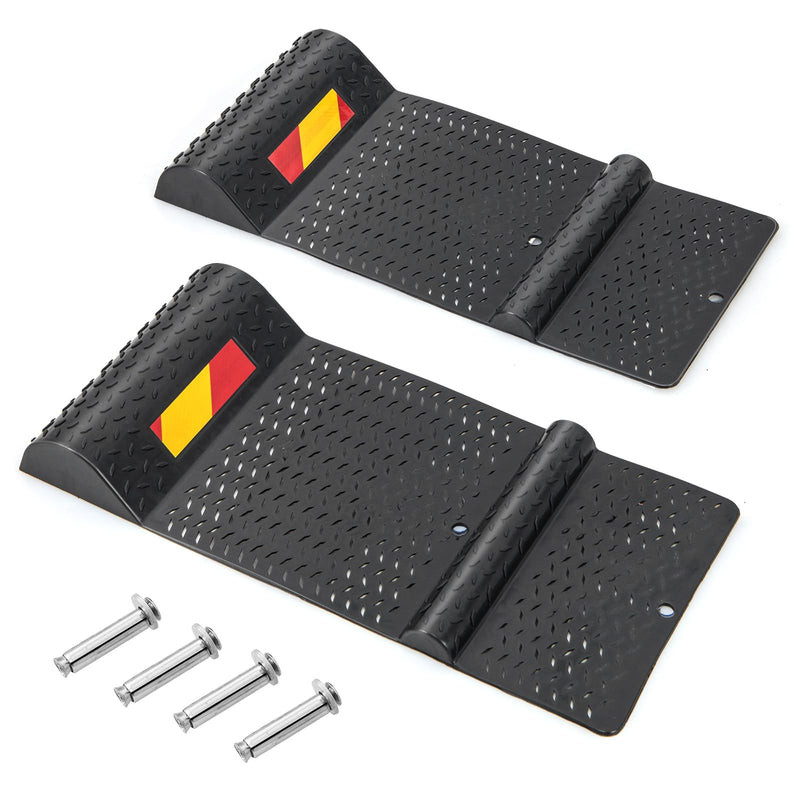 Load image into Gallery viewer, Goplus Garage Car Parking Mat, 2 Pack Heavy Duty Wheel Stopper w/ 2 Mounting Method, Non-Slip Surface
