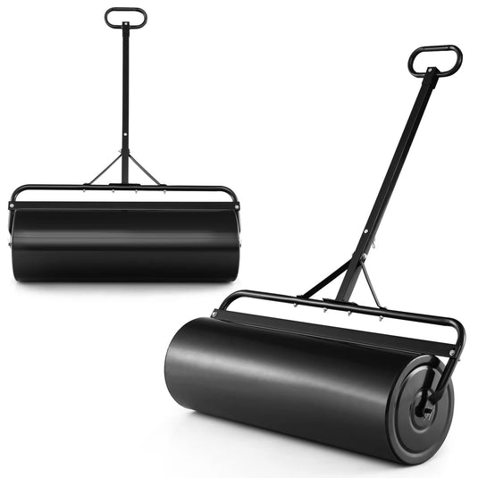 Goplus Lawn Roller, Push/Tow-Behind Lawn Roller, 17 Gallon/63L Water/Sand-Filled Sod Roller with Detachable Gripping Handle