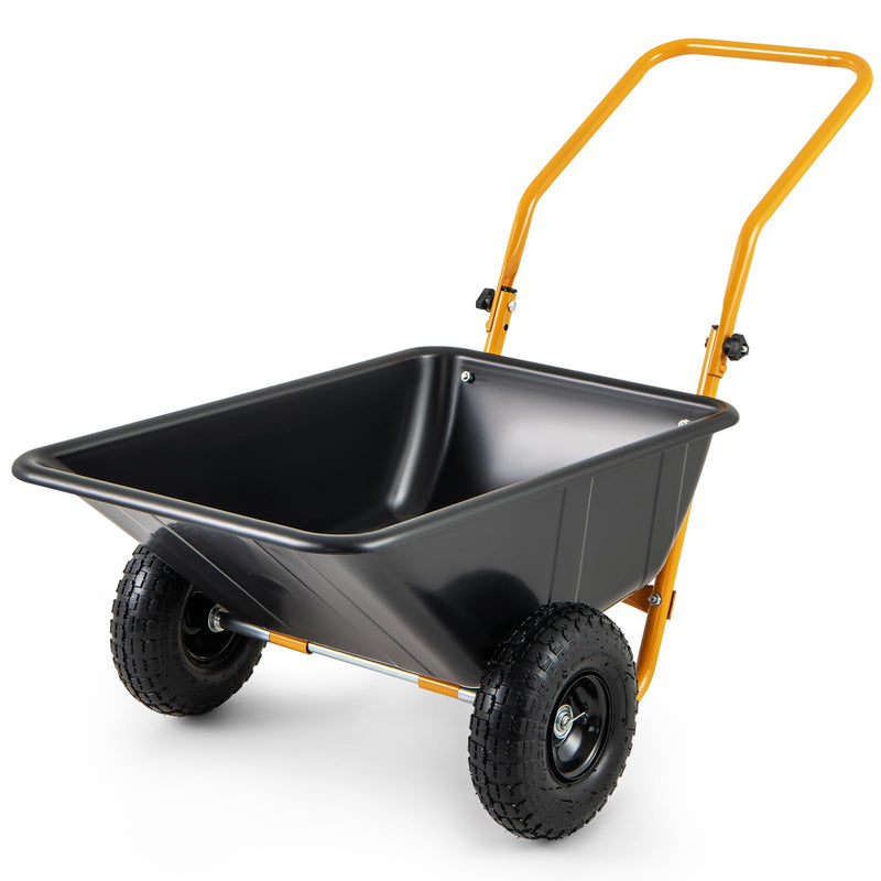 Load image into Gallery viewer, Goplus Dual-Wheel Wheelbarrow, Heavy-Duty Garden Utility Cart w/Pneumatic Tires, 330LBS Capacity
