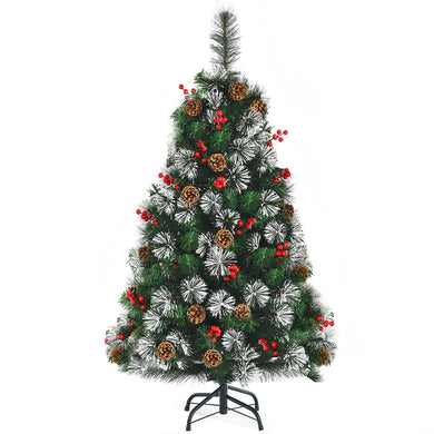Goplus 4ft Snowy Artificial Christmas Tree Premium PVC Lifelike Full Tree for Holiday Celebration