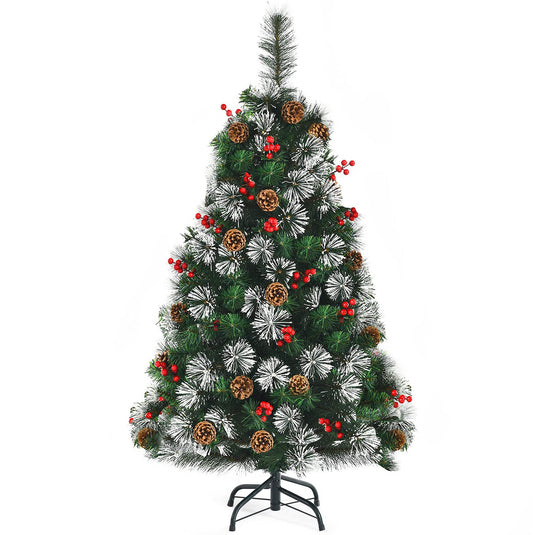 Goplus 4ft Snowy Artificial Christmas Tree Premium PVC Lifelike Full Tree for Holiday Celebration