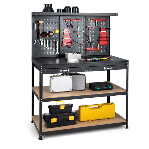 Goplus Work Bench with Pegboard