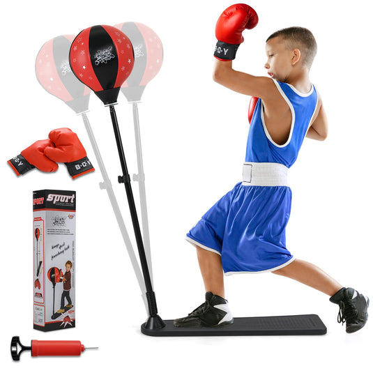 Goplus Height Adjustable Punching Bag Stand with Boxing Gloves for Teens Children