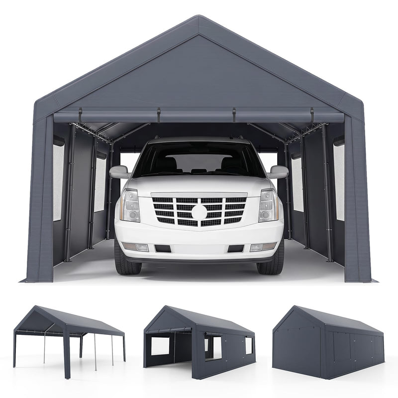 Load image into Gallery viewer, Goplus 10x20 FT Portable Garage with 2 Doors &amp; 4 Roll-Up Mesh Windows
