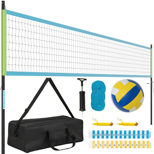 Goplus Portable Outdoor Volleyball Net w/Set Easy Setup Height Adjustable Poles