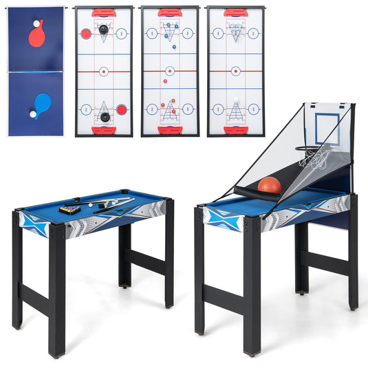 Goplus 6-in-1 Multi Game Table, Combo Game Table w/Basketball, Billiards, Ping Pong, Hockey, Shuffleboard, Bowling
