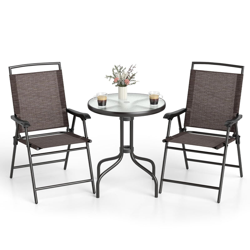 Load image into Gallery viewer, Goplus 3 Pieces Bistro Set with Tempered Glass Table
