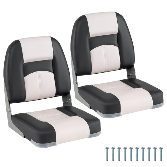 Goplus 2-Pack Boat Seats with Thick Sponge Padding and Fixing Bolts-Gray