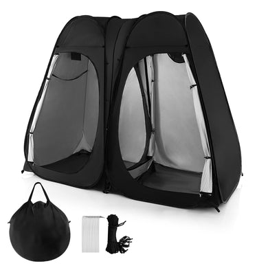 Goplus 2 Room Pop Up Shower Tent, 7.5FT Changing Tent with Ground Stake, Wind Rope, Carry Bag