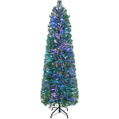 Goplus 5ft Fiber Optic Pencil Christmas Tree Xmas Full Tree for Home Office Holiday Decor