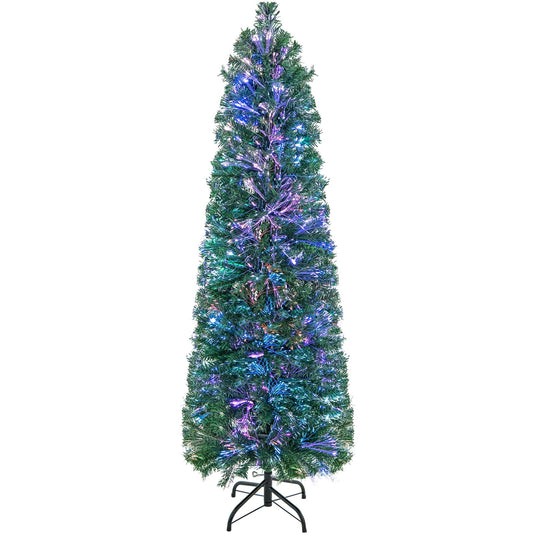 Goplus 5ft Fiber Optic Pencil Christmas Tree Xmas Full Tree for Home Office Holiday Decor