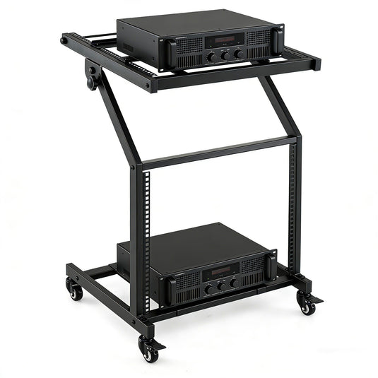 Goplus 9U DJ Mixer Stand with Lockable Wheels | Professional Studio Equipment Case Stand