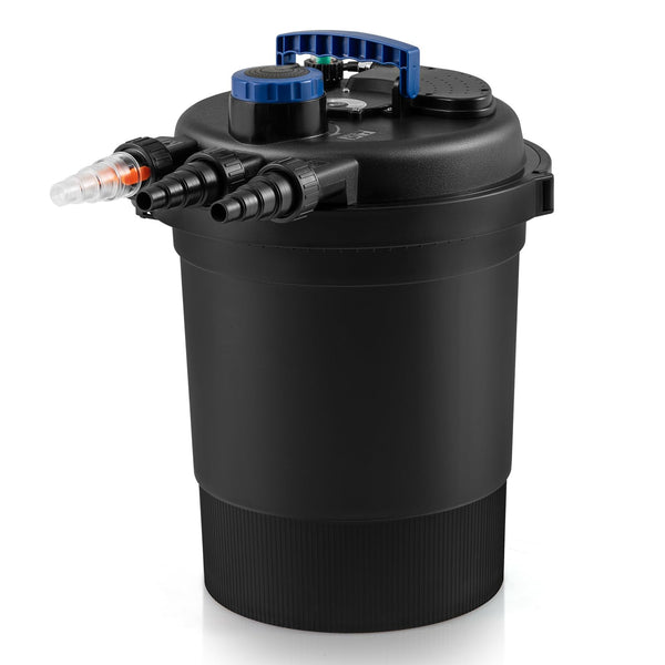 HAPPYGRILL Pond Filter With 13W UV Light - 2642 GPH Bio Pressure Filter For Koi Ponds Up To 1321 Gallons
