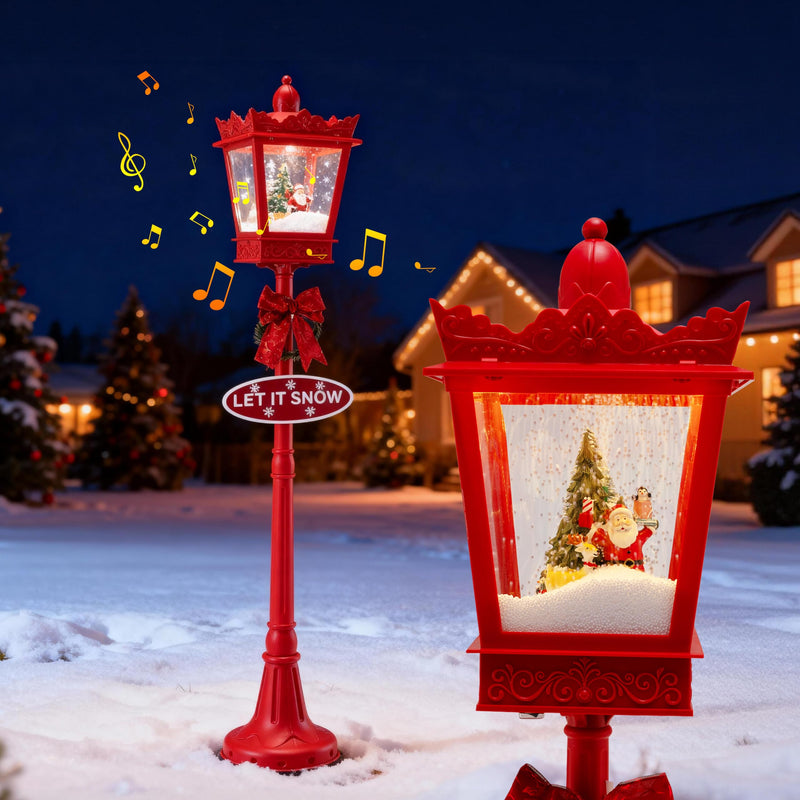 Load image into Gallery viewer, Goplus 8 ft Musical Christmas Streetlight w/Warm White LED Lights Snowy Effects Santa Scene
