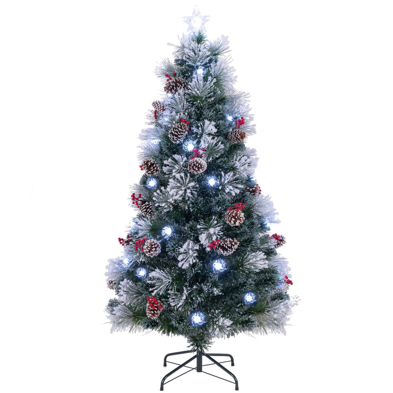 Load image into Gallery viewer, Goplus Pre-lit Fiber Optic Christmas Tree, Artificial Snowy Xmas Tree with 49 Cool White LED Lights
