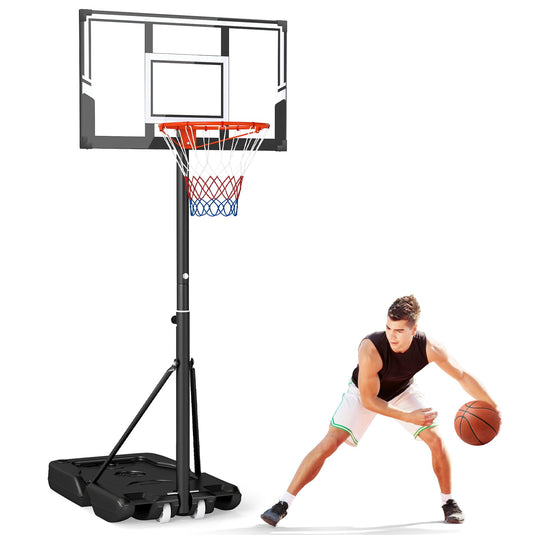 Goplus Portable 3.3-10FT Adjustable Basketball Goal System w/Shatterproof PC Backboard