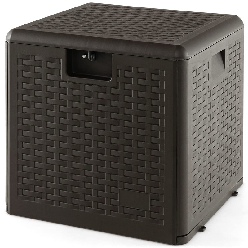 Load image into Gallery viewer, Goplus Outdoor Storage Box, 31 73 100 Gallon Waterproof Resin Patio Storage Box with Lockable Lid, Side Handle for Pillows, Cushions
