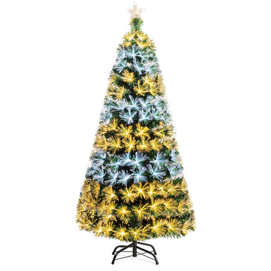 Goplus 5ft Pre-lit Artificial Christmas Tree Premium Optical Fiber Tree