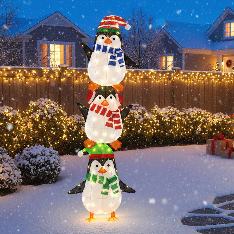 Load image into Gallery viewer, Lighted Penguins Decoration with Warm White Lights and Cute Hats
