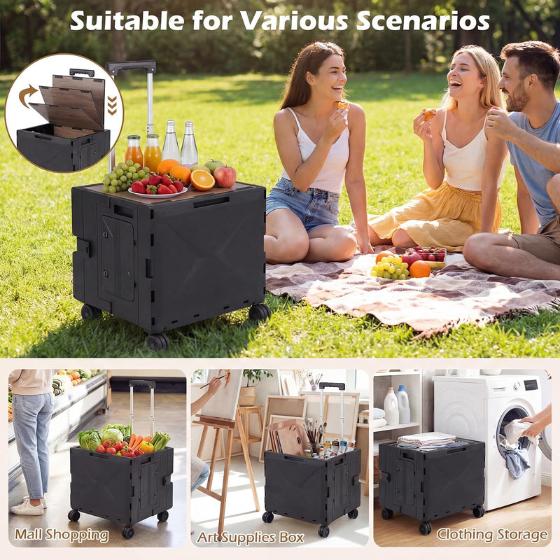 Load image into Gallery viewer, Goplus Foldable Utility Cart on 4 Rotate Wheels
