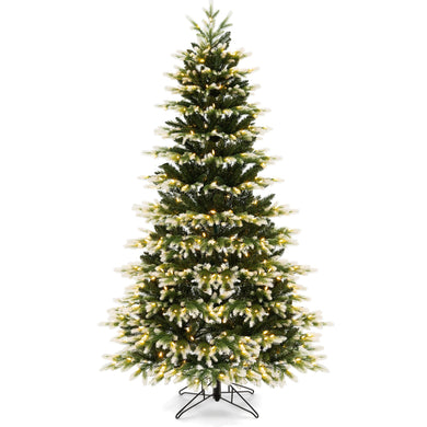 Goplus 7ft Pre-Lit Artificial Christmas Tree with Quick Power Connector
