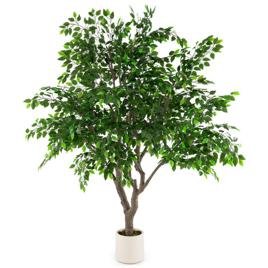 Goplus 8.2 FT Large Faux Greenery Tree with Cement-Filled Pot Realistic Trunk & Moss