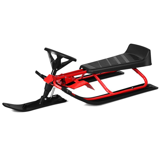Snow Racer Sled, Ski Sled Slider Board with Twin Brakes