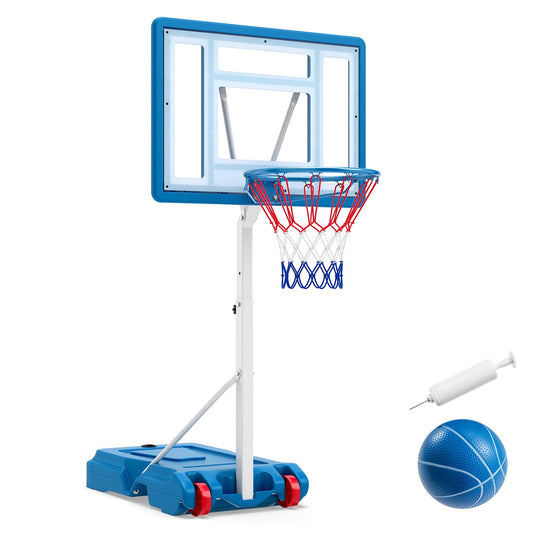 Goplus Pool Basketball Hoop 3 Levels Adjustable Height Basketball Goal with 32" Shatterproof Backboard