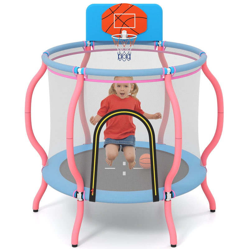 Load image into Gallery viewer, Goplus 48&quot; Indoor &amp; Outdoor Pumpkin Trampoline with Basketball Hoop &amp; Wide Backboard
