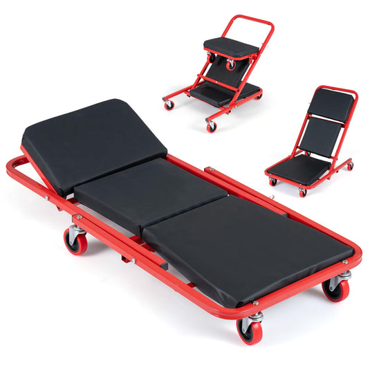 Goplus 41" Foldable Mechanic Creeper | 450 LBS Capacity Padded Z Garage Seat