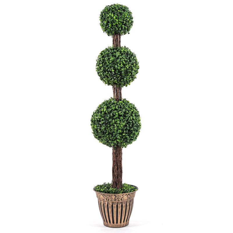 Load image into Gallery viewer, Goplus Artificial Triple Ball Boxwood Tree 4 FT Fake Topiary Tree(1/2)
