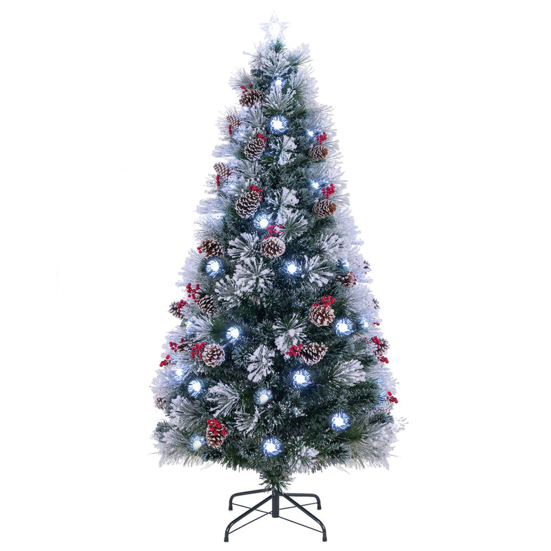 Load image into Gallery viewer, Goplus Pre-lit Fiber Optic Christmas Tree, Artificial Snowy Xmas Tree with 49 Cool White LED Lights
