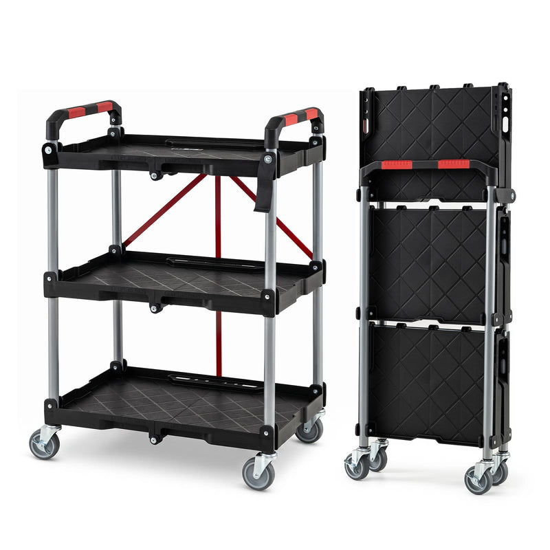 Load image into Gallery viewer, Goplus 3-Tier Folding Utility Cart w/Swivel Wheels | Tool-Free Assembly
