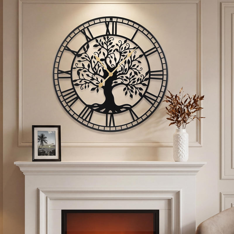 Load image into Gallery viewer, Goplus  27" Tree of Life Big Metal Wall Clock | Battery-Operated Wall Decoration
